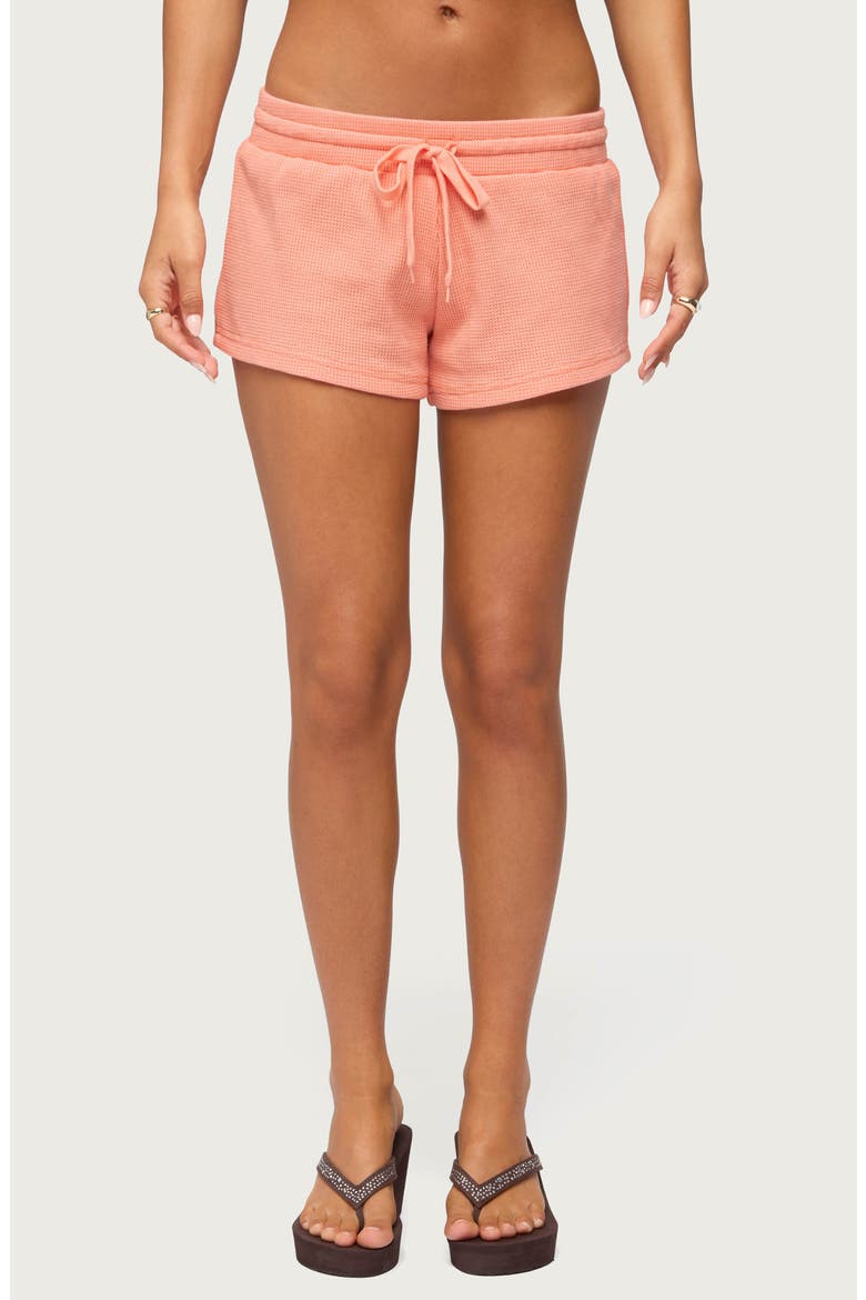 Baila Waffle Knit Drawstring Shorts, Main, color, ORANGE