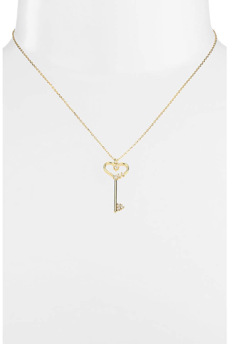 Love Heart Key Pendant Necklace, Alternate, color, GOLD