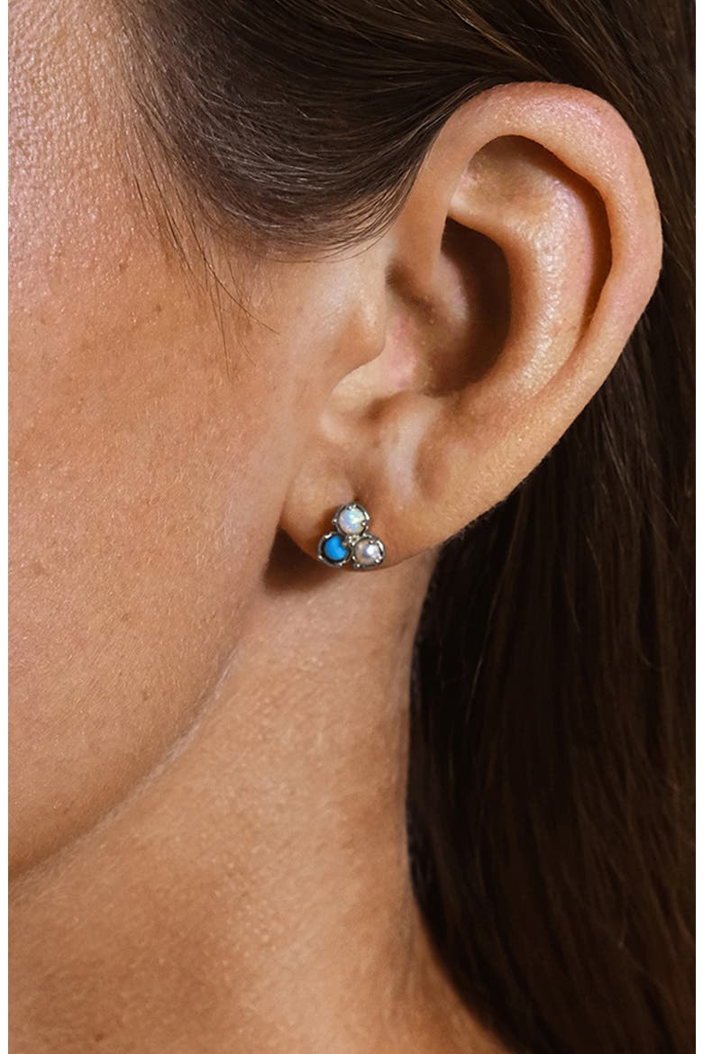 Bermuda Imitation Pearl Stud Earrings, Alternate, color, SILVER