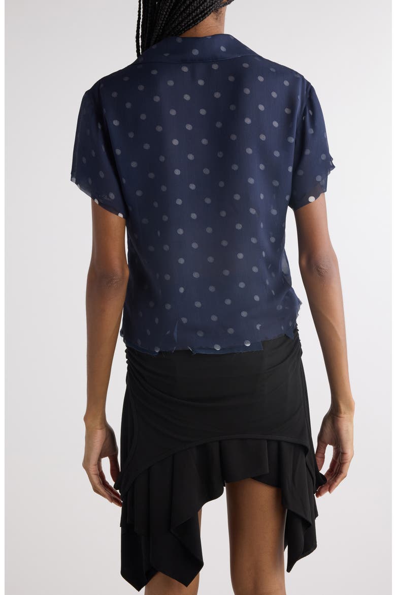 Takota Polka Dot Georgette Polo, Alternate, color, NAVY/ WHITE