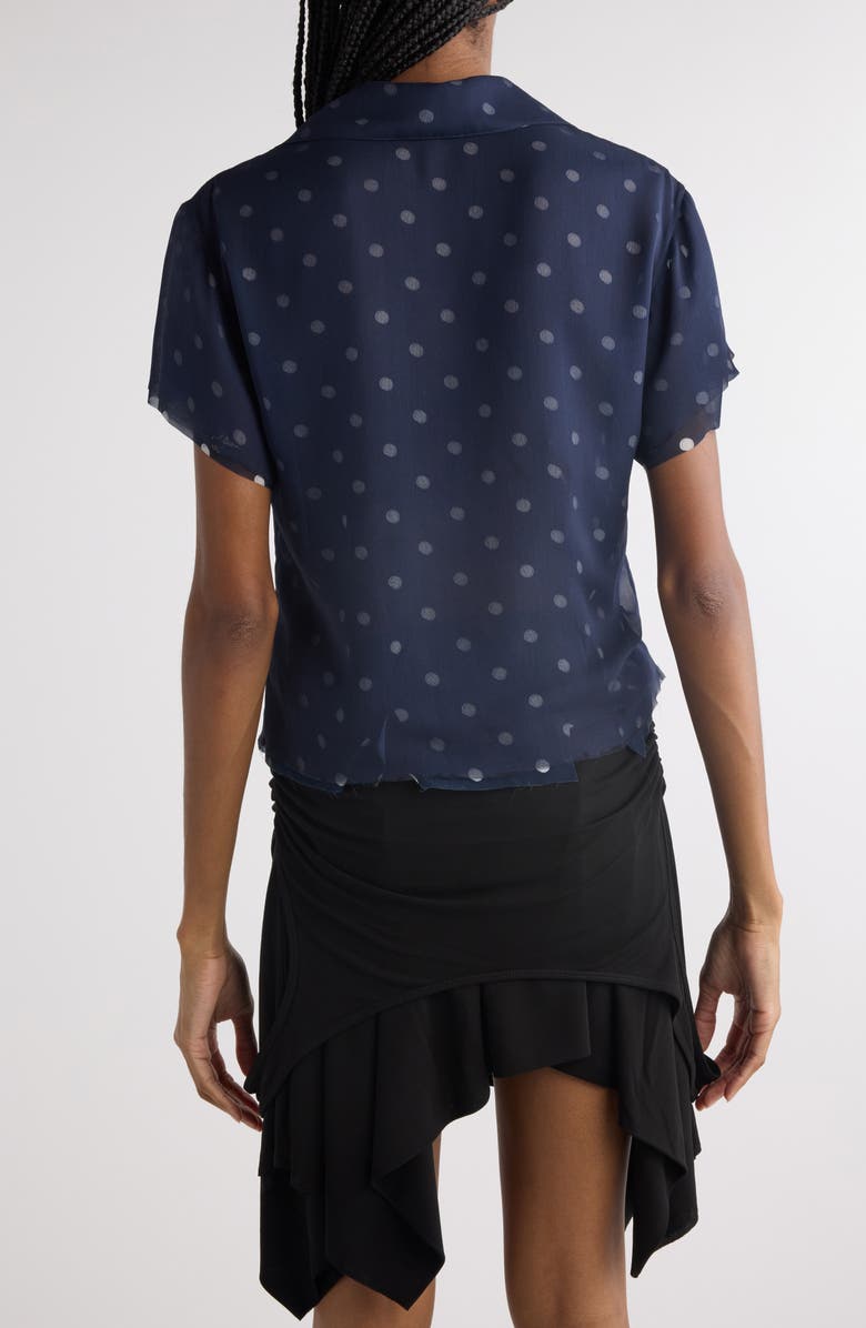 Acne Studios Takota Polka Dot Georgette Polo, Alternate, color, Navy/ White