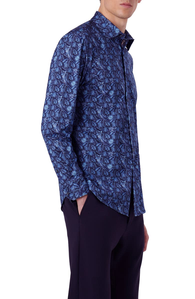 Bugatchi James OoohCotton<sup>®</sup> Leaf Print Button-Up Shirt, Alternate, color,