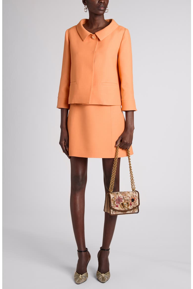 Wool & Silk Crepe Couture Jacket, Alternate, color, ORANGE