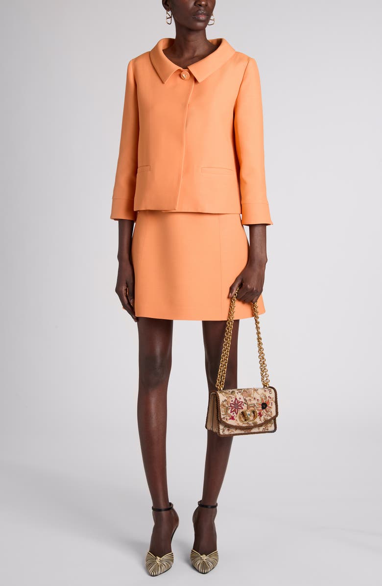 Valentino Garavani Wool & Silk Crepe Couture Jacket, Alternate, color, Orange