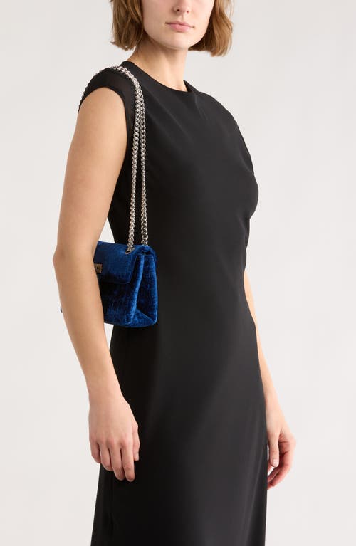 Kurt Geiger London Mini Brixton Velvet Crossbody Bag In Blue
