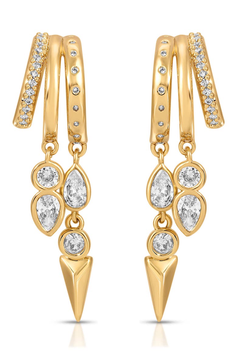 Icon Behavior Cubic Zirconia Drop Earrings, Alternate, color, GOLD