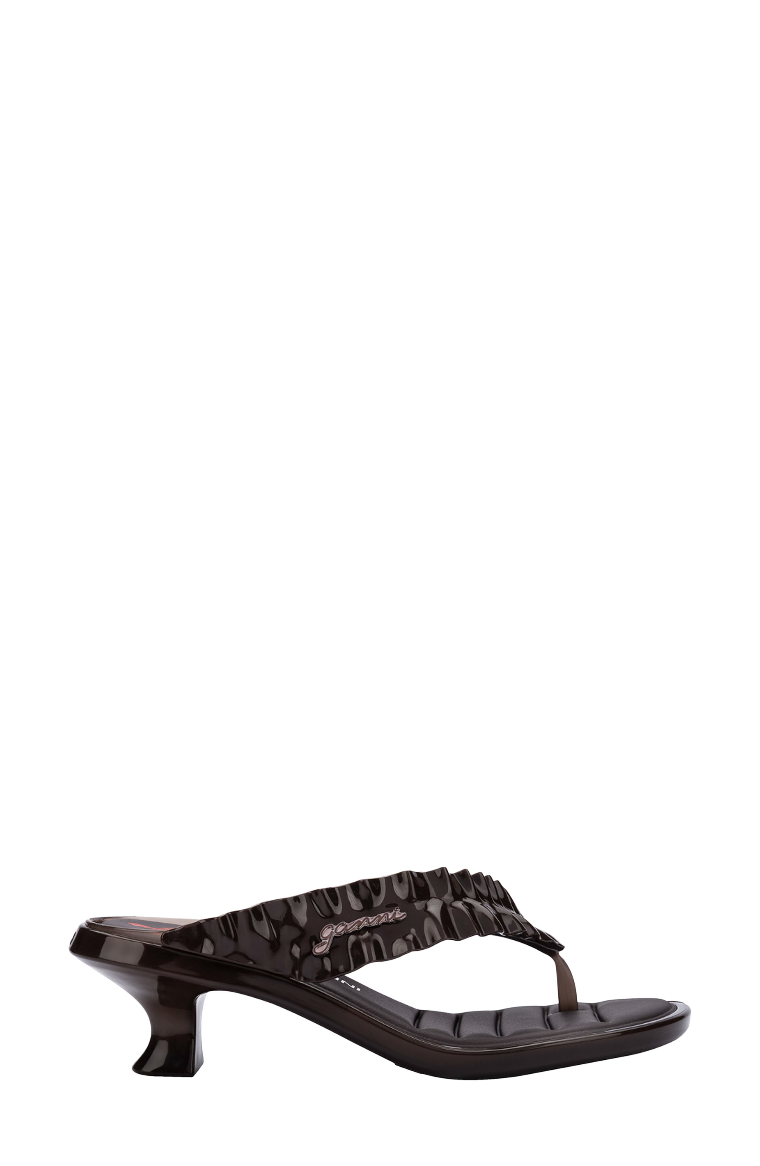 x Ganni Kitten Heel Flip Flop, Alternate, color, BROWN