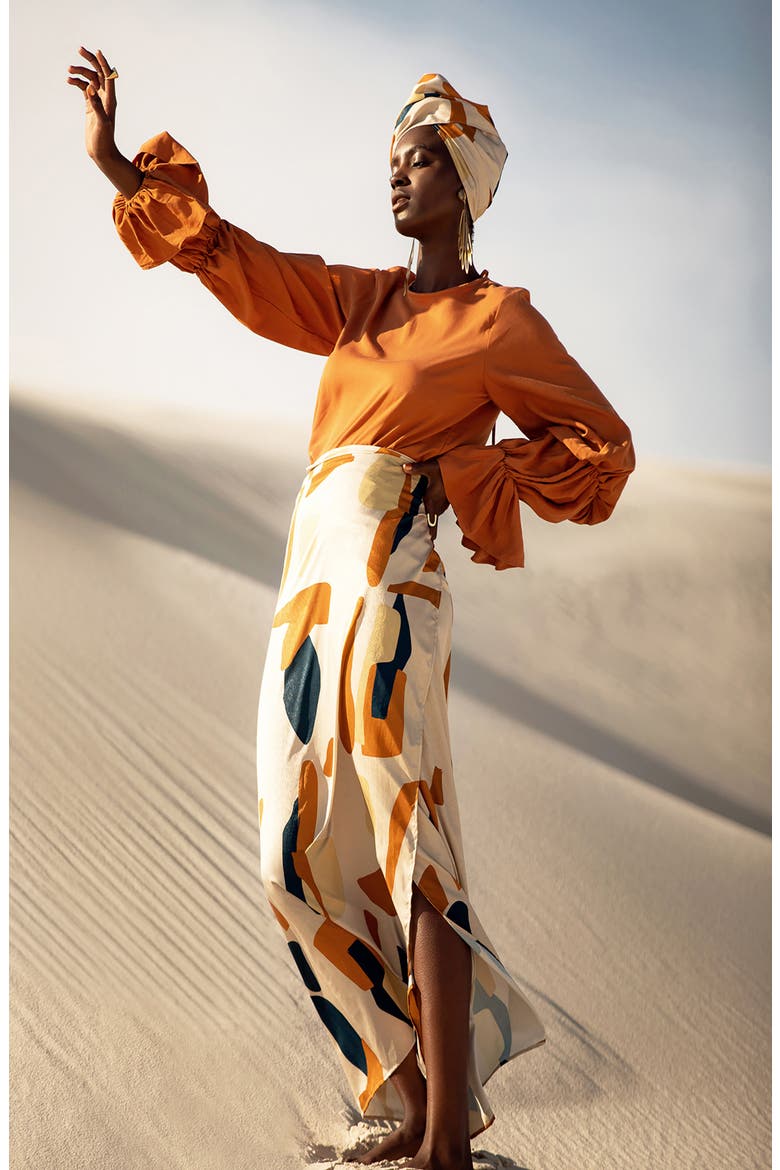 Seur Tilo Print Maxi Wrap Skirt, Alternate, color, CREAM