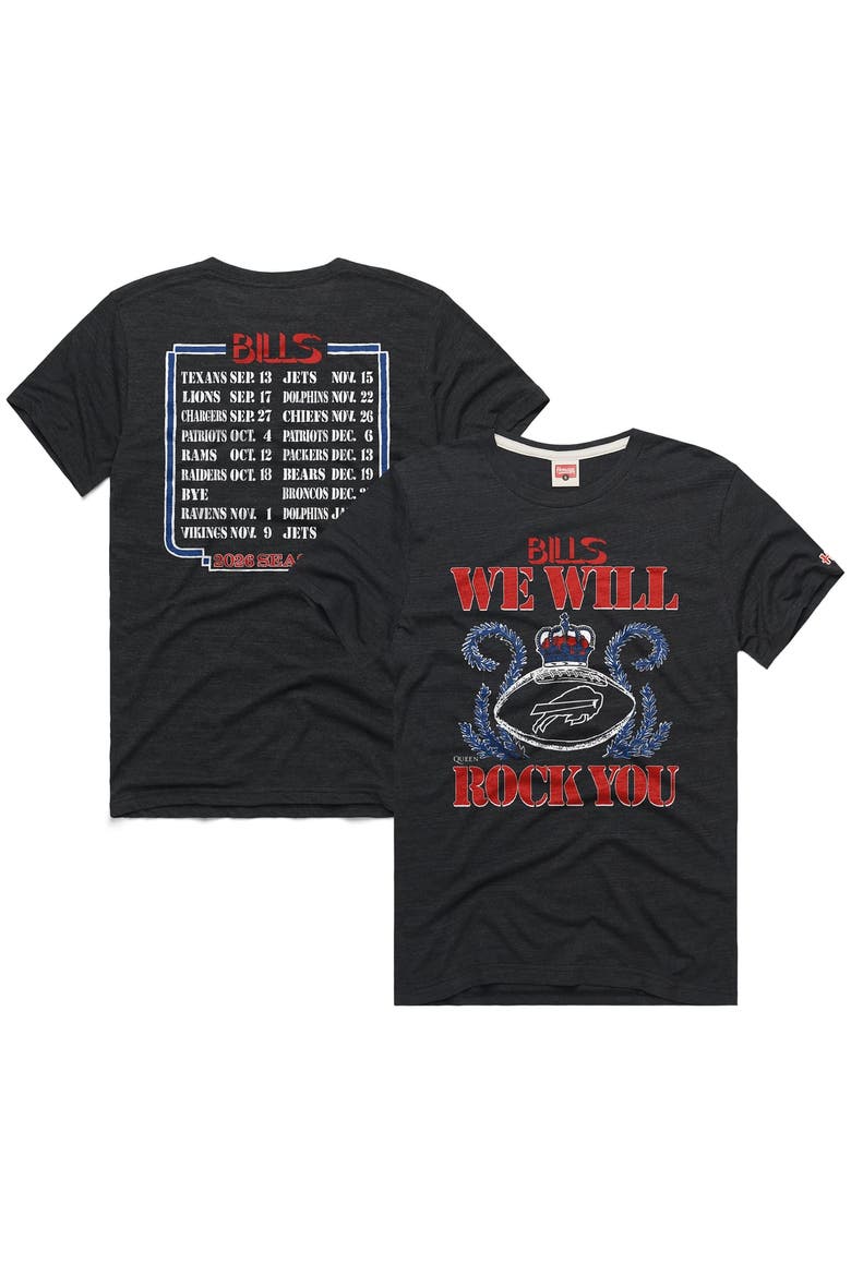Unisex Homage Charcoal Buffalo Bills 2026 NFL Schedule Queen Tri-Blend T-Shirt, Main, color, Charcoal