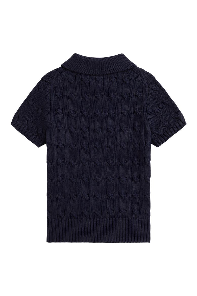 Kids' Cabled Cotton Polo Sweater, Alternate, color, RL NAVY