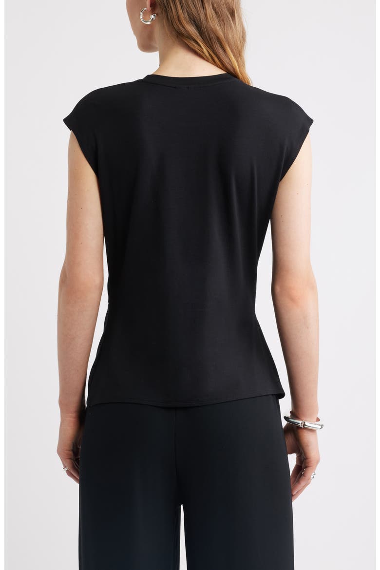 Draped Cap Sleeve Peplum Top, Alternate, color, BLACK
