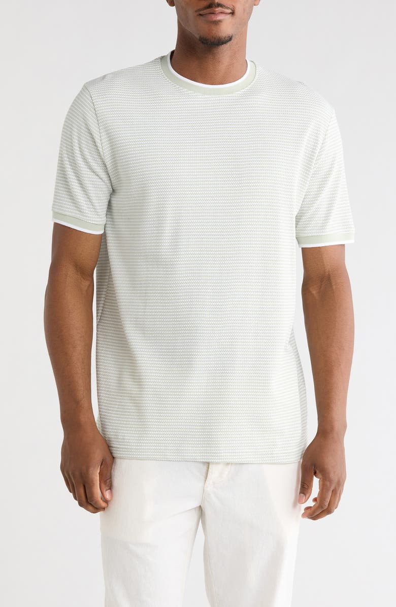 DENIM AND FLOWER Textured Crewneck T-Shirt, Main, color, Light Green