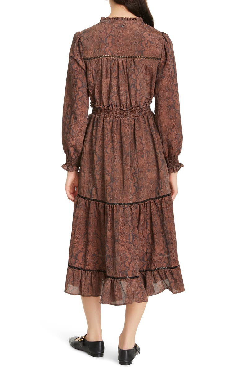 Sam Edelman Maya Trimmed Tiered Long Sleeve Midi Dress, Alternate, color, 