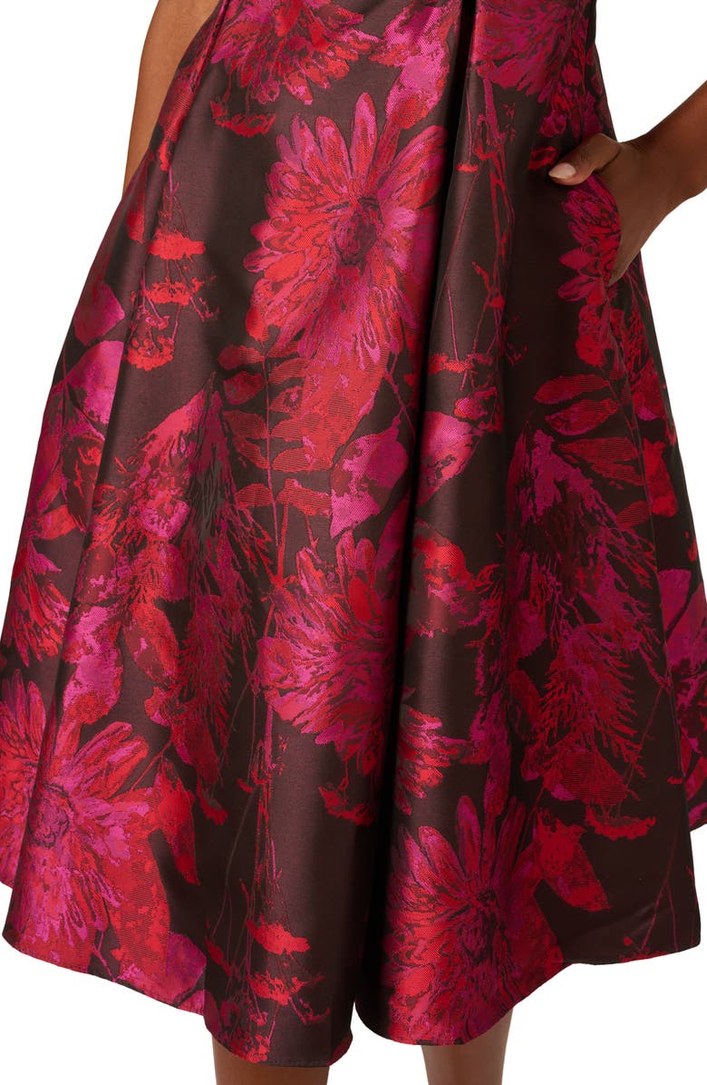 Adrianna Papell Chrysanthemum Jacquard Fit & Flare Cocktail Dress, Alternate, color, Pink Multi