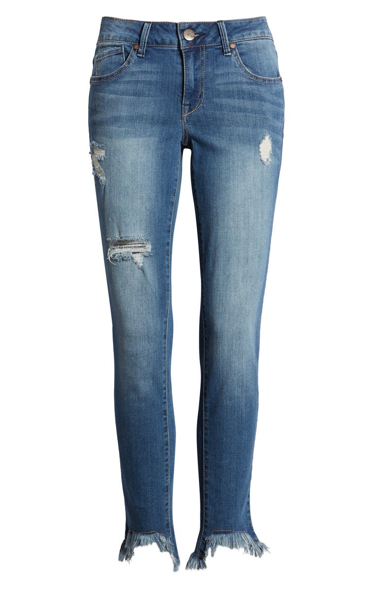 1822 Denim Ripped Shark-Bite Hem Skinny Jeans, Alternate, color, 