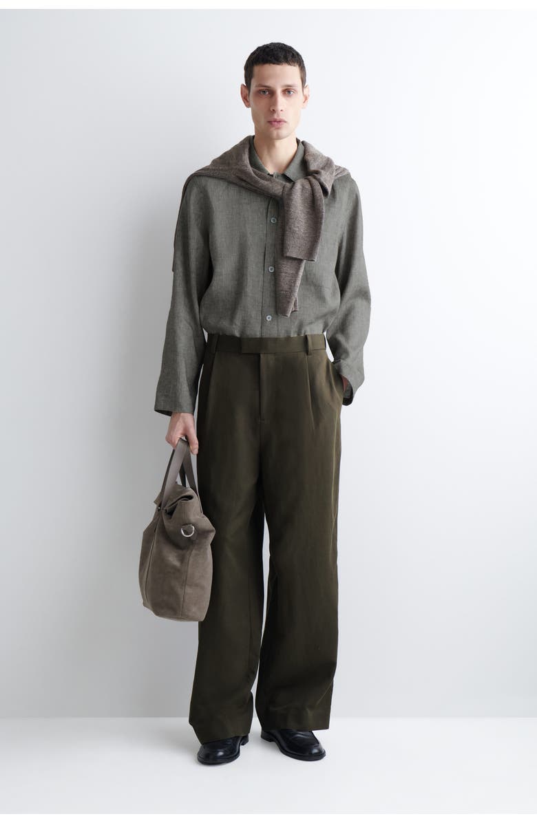COS Linen Relaxed Shirt, Alternate, color, Gray Mélange