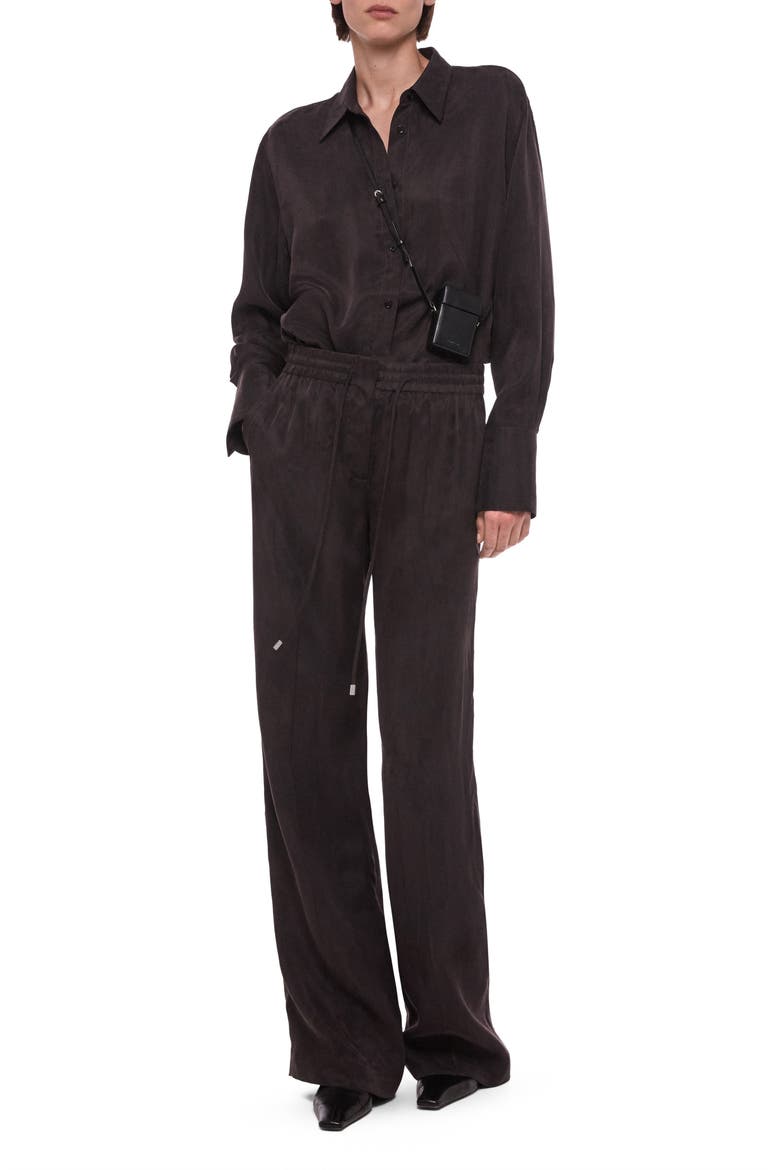 Fluid Drape Button Front Shirt, Alternate, color, TRUFFLE