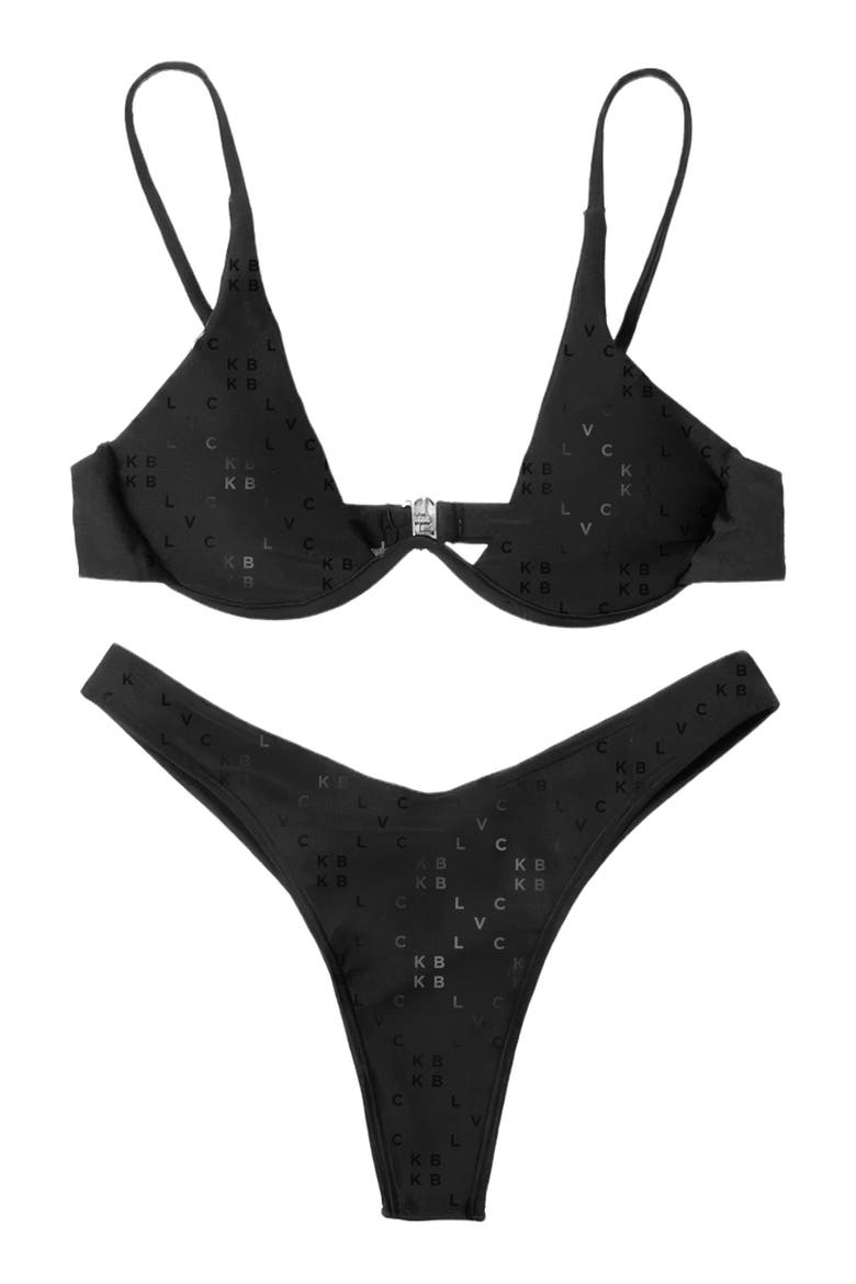 Monogram Swimsuit, Alternate, color, Black