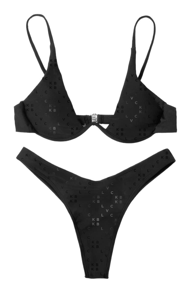 Blvck Monogram Swimsuit, Alternate, color, Black