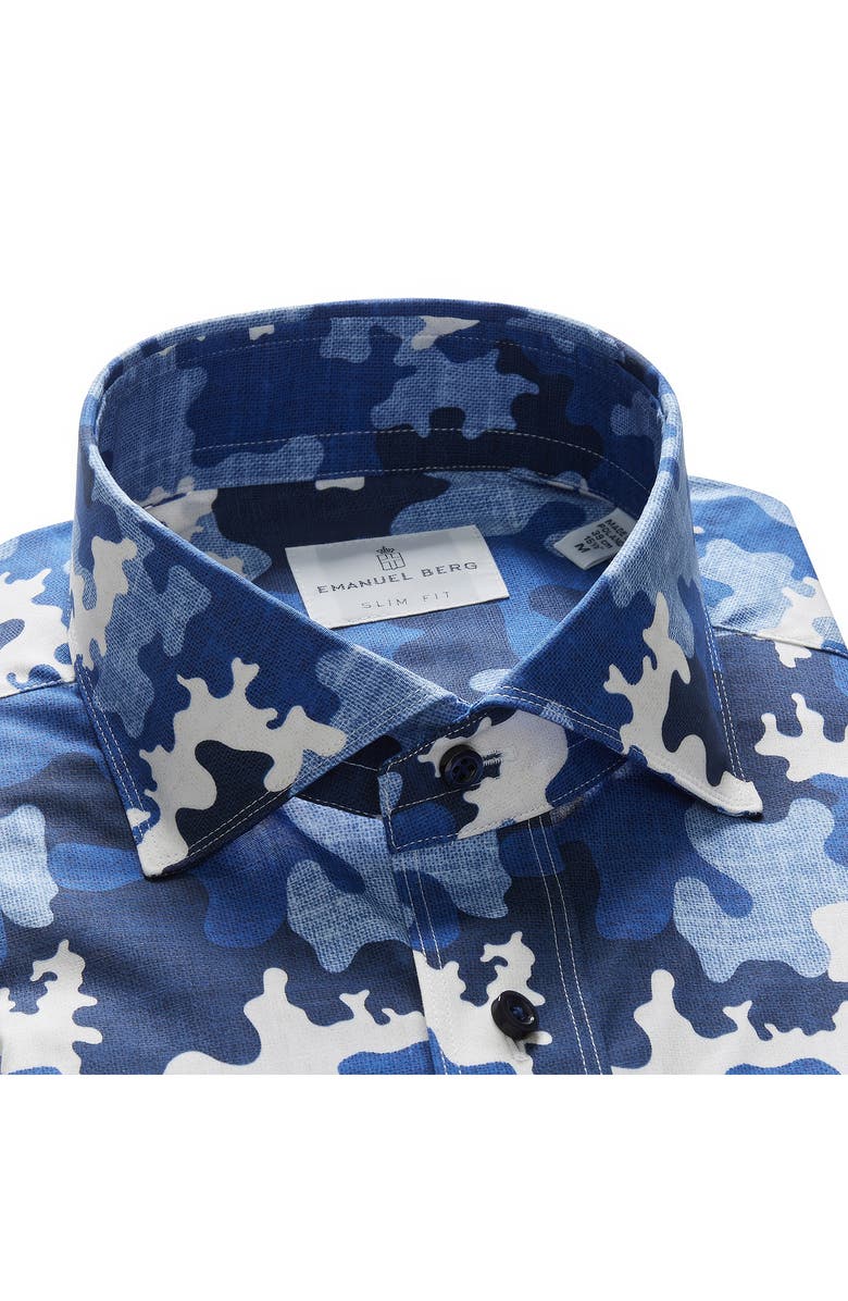 Emanuel Berg Slim Fit Textured Poplin Dress Shirt, Alternate, color, Blue