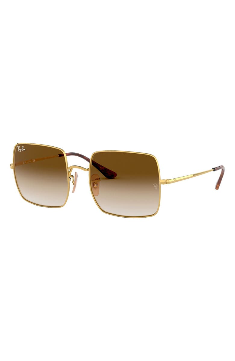 Ray-Ban 54mm Gradient Square Sunglasses, Alternate, color, Gold / Brown Gradient