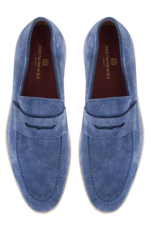 Bruno Magli Prato Penny Loafer In Blue Suede