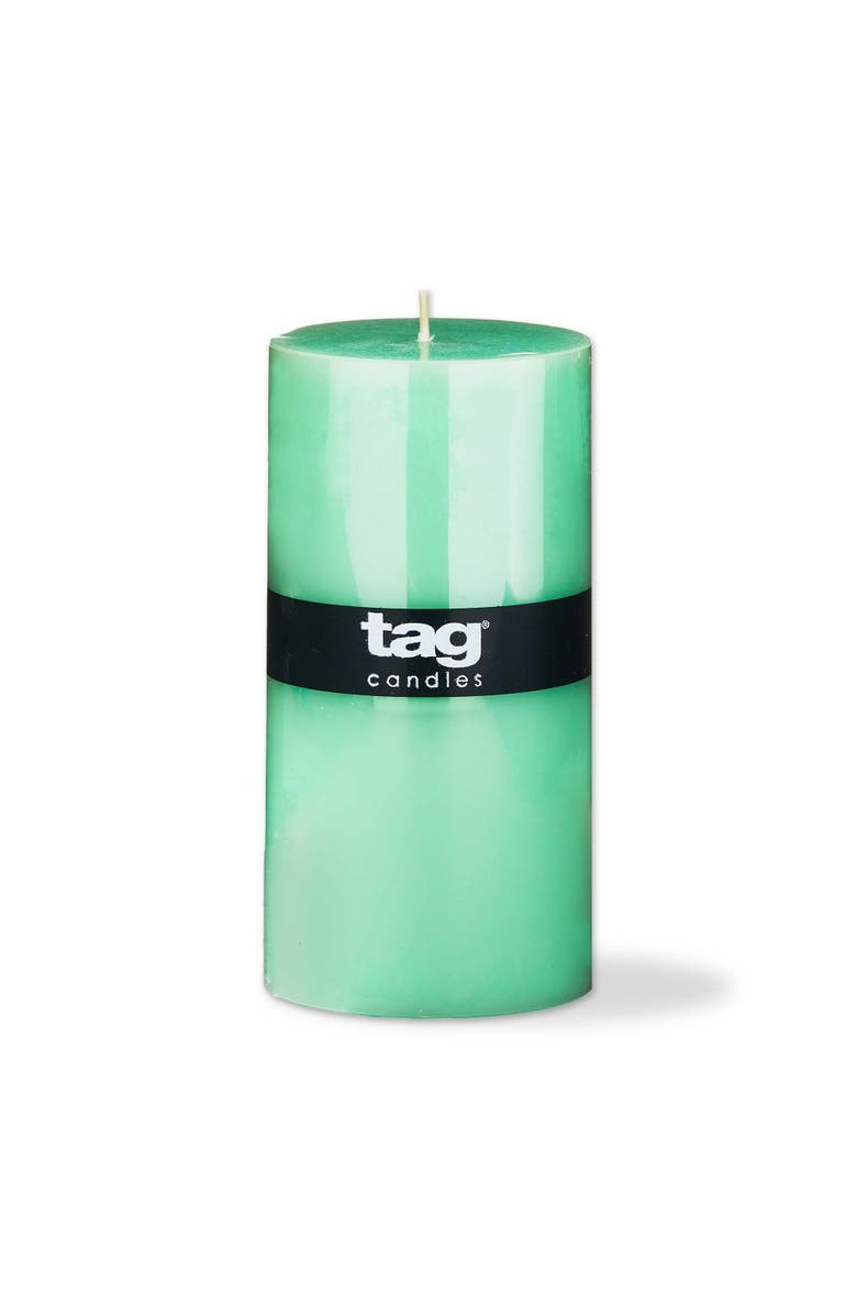 tag Color Studio Seafoam Pillar Candle Smokeless 85 Hour Burn, Main, color, Green