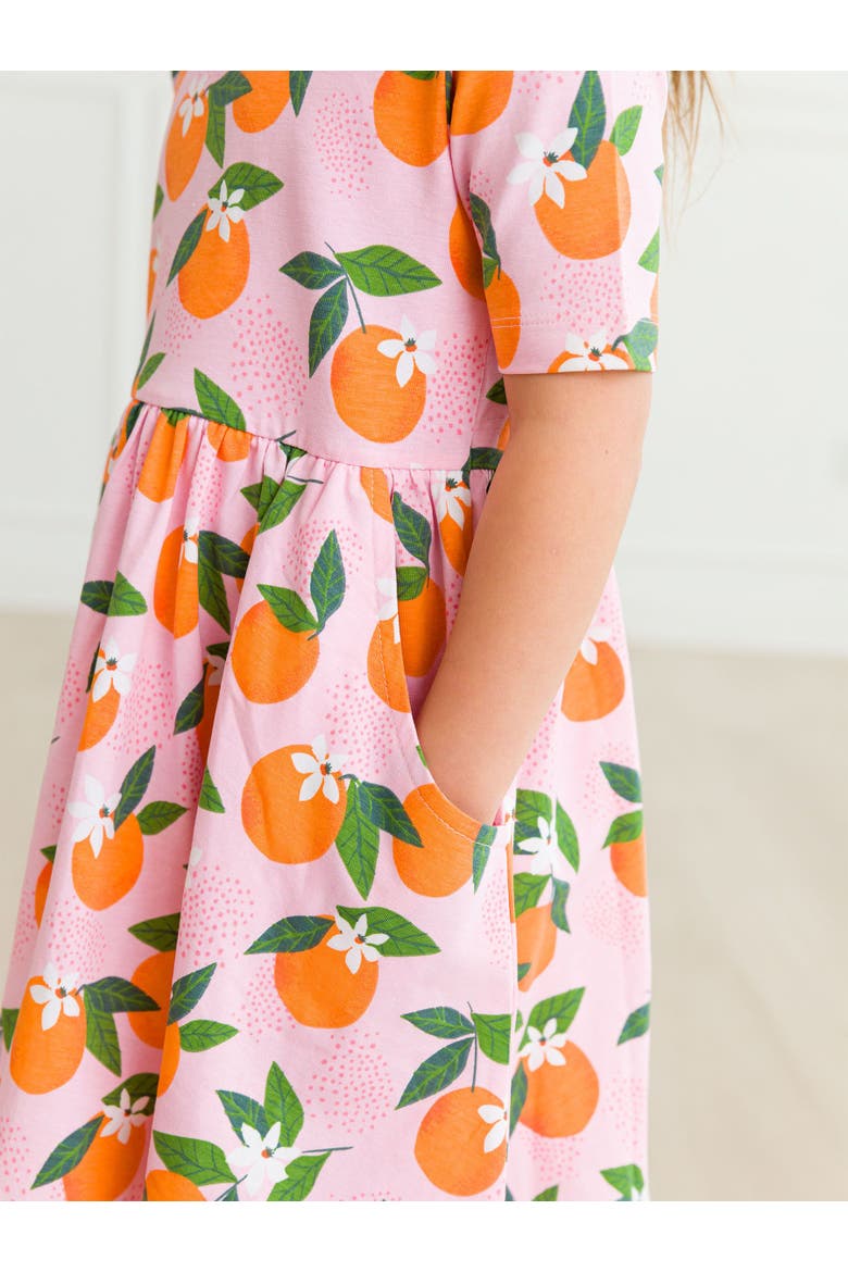 Knit Short Sleeve Twirl Dress, Alternate, color, Orange You The Sweetest