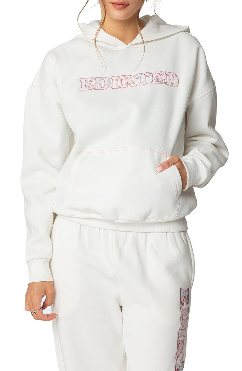 EDIKTED Mili Logo Hoodie, Main, color, White