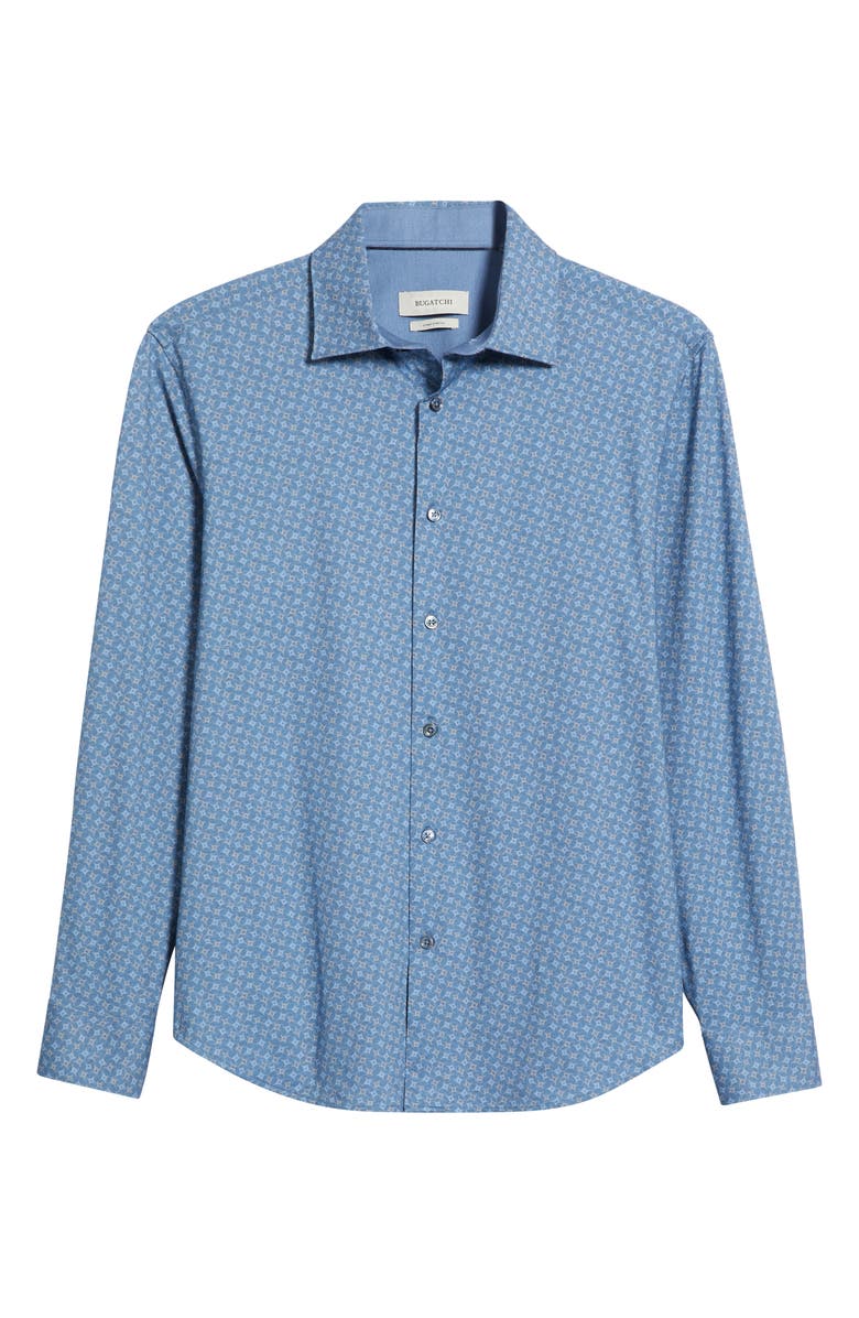 Bugatchi Jimmy OoohCotton<sup>®</sup> Abstract Print Button-Up Shirt, Alternate, color, Cobalt