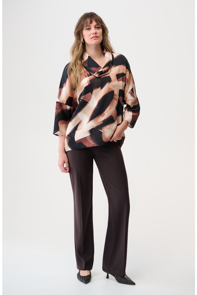 Stand Away Collar Bubble Satin Top, Alternate, color, BLACK/ BROWN