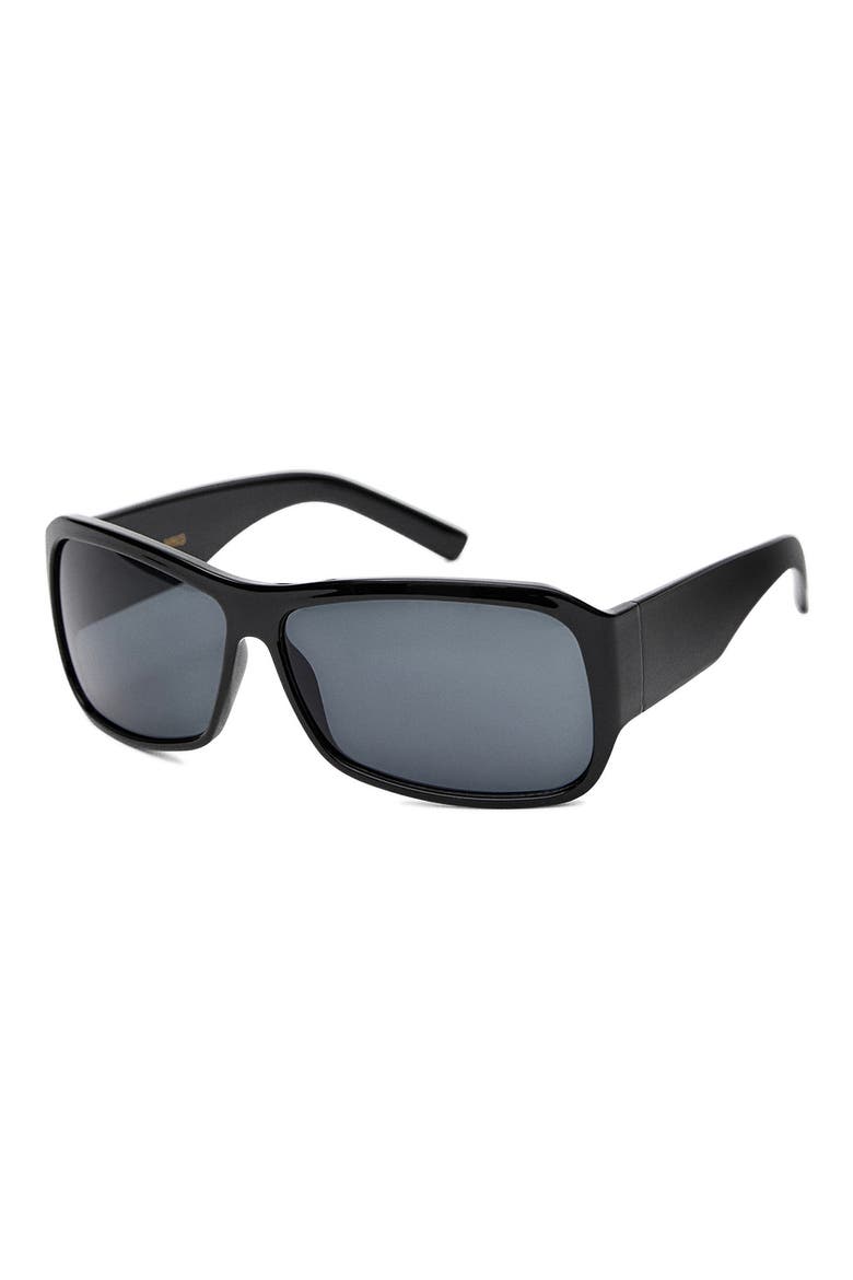 Maxi Frame Rectangular Sunglasses, Main, color, BLACK