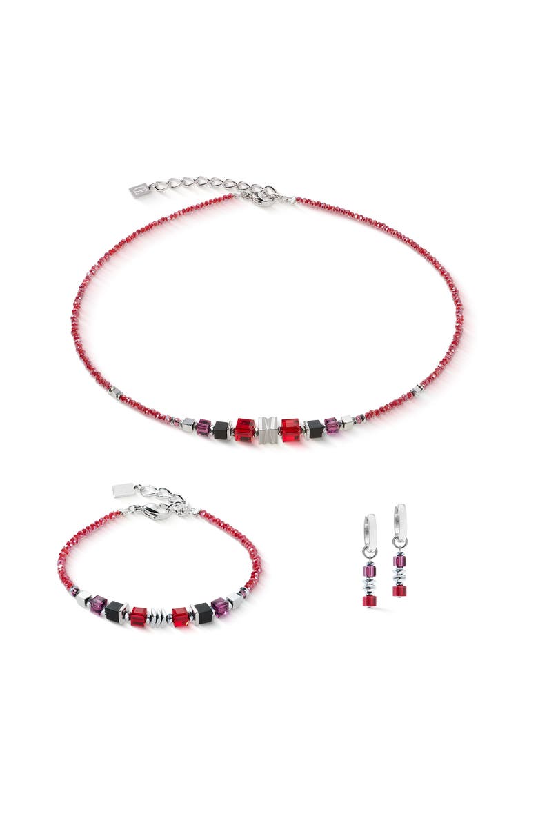 COEUR DE LION Wave Cube Flow Silver Bracelet, Alternate, color, Red