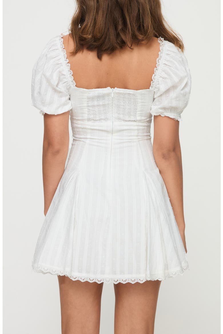 Rabatia Swiss Dot & Tonal Stripe Cotton Minidress, Alternate, color, WHITE