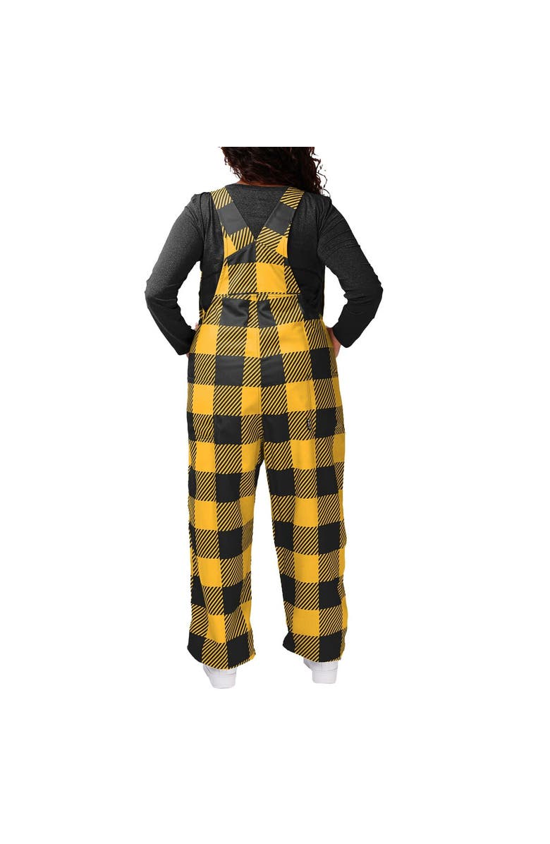 FOCO Women's FOCO Black Pittsburgh Steelers Big Logo Plaid Overalls, Alternate, color, 