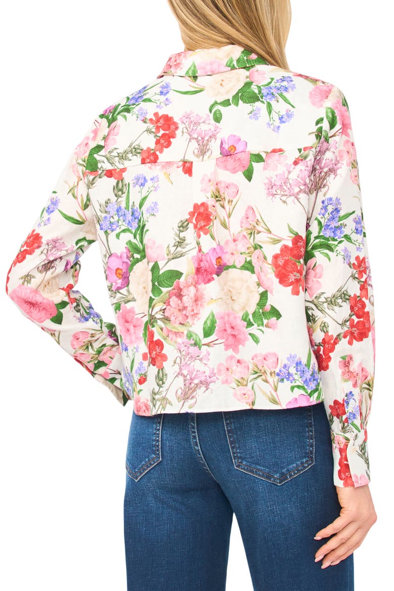 Erin Floral Linen Button-Up Shirt, Alternate, color, ULTRA WHITE