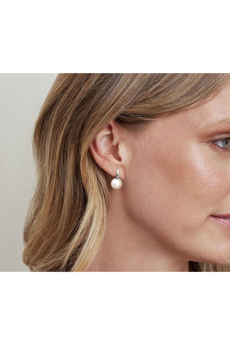 White South Sea Pearl Huggie Emily Earrings, Alternate, color, White Gold