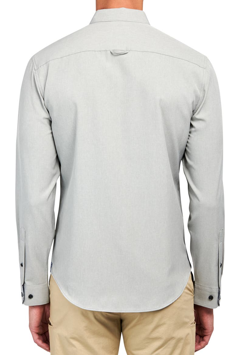Slim Fit Solid 4-Way Stretch Performance Long Sleeve Shirt, Alternate, color, GREY HEATHER