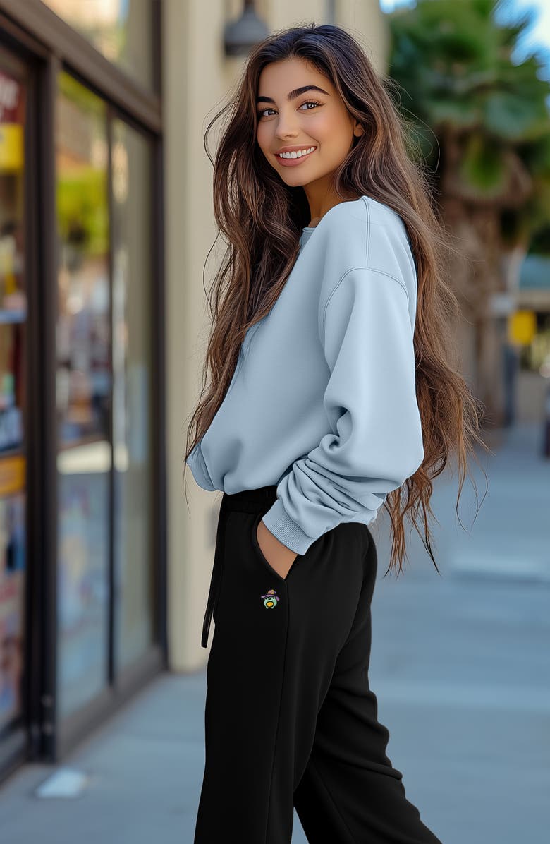 Dalix Womens Sorcerer Frog Midweight Fleece Relaxed Sweatpant, Alternate, color, Black