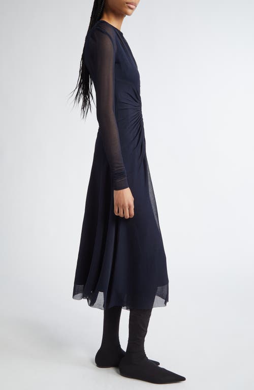 Shop Proenza Schouler Kerstin Ruched Long Sleeve Crepe Jersey Dress In Midnight