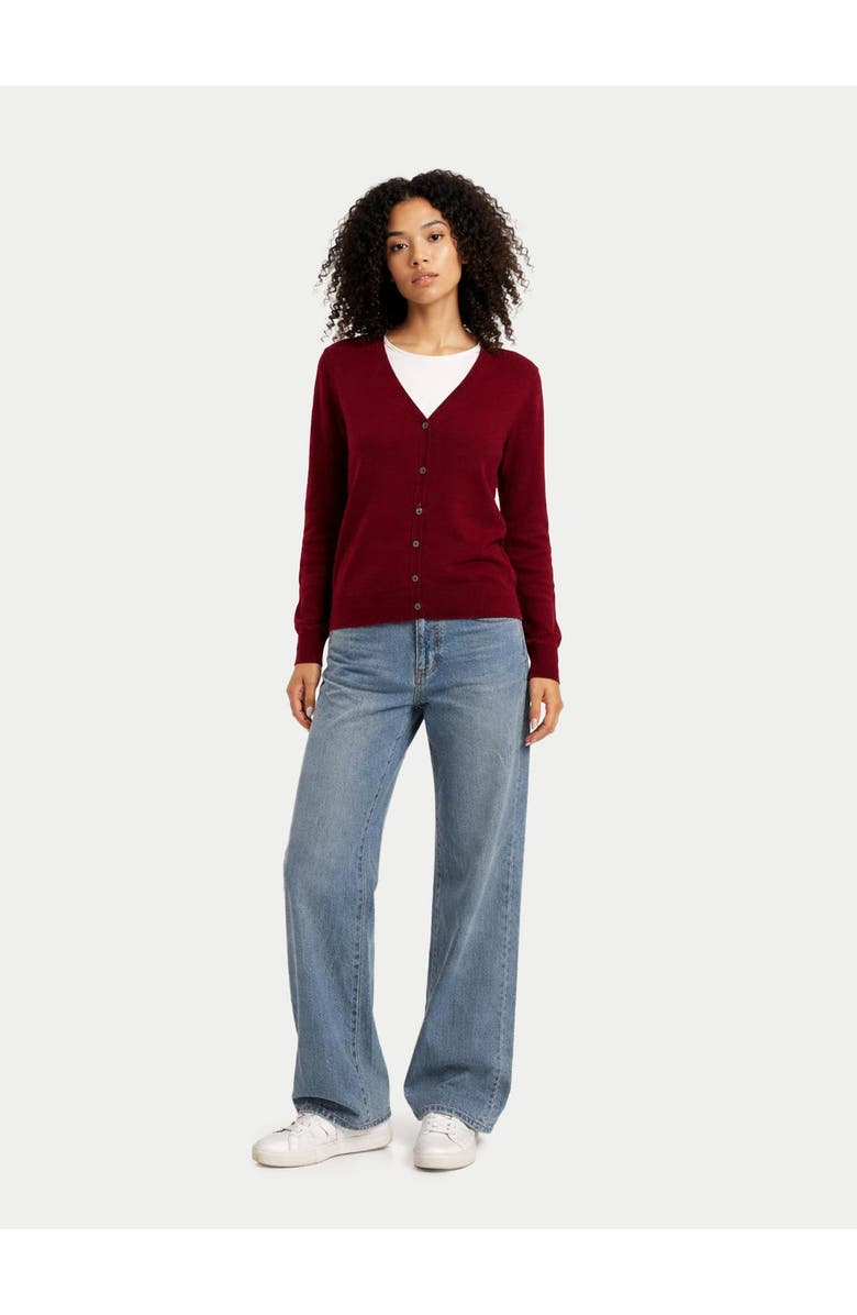 Gobi Cashmere Timeless Cashmere V-Neck Cardigan, Alternate, color, Bordeaux
