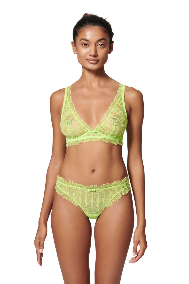 Canopee Triangle Lace Bralette, Alternate, color, LIME