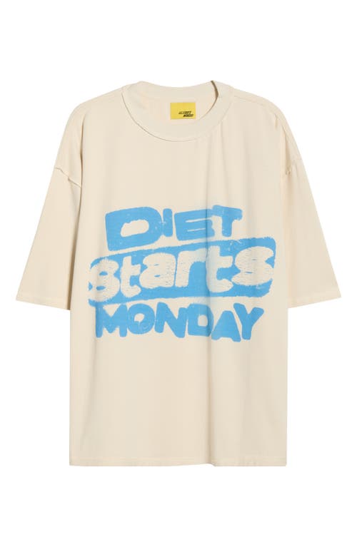Diet Starts Monday Stencil Logo Cotton Graphic T-shirt In White