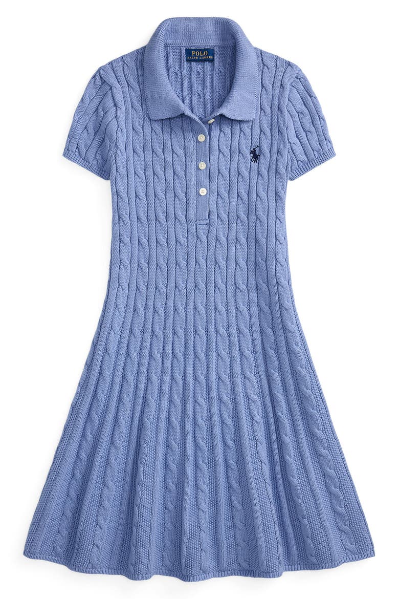 Kids' Cable Stitch Sweater Dress, Main, color, CAMPUS BLUE