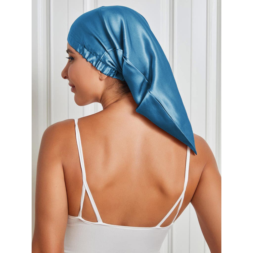 Silksilky Pure Silk Elasticated Bonnet In Blue