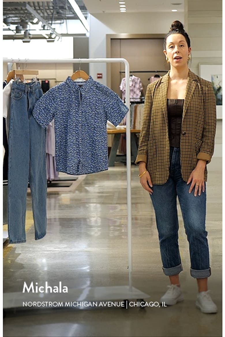 Kids' Fishbone Print Short Sleeve Cotton Button-Down Shirt video