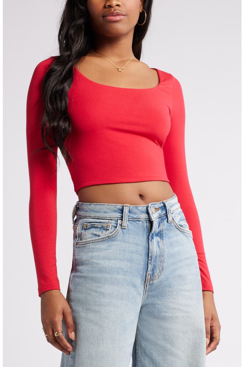 Deep Scoop Crop Top, Main, color, RED LIPSTICK