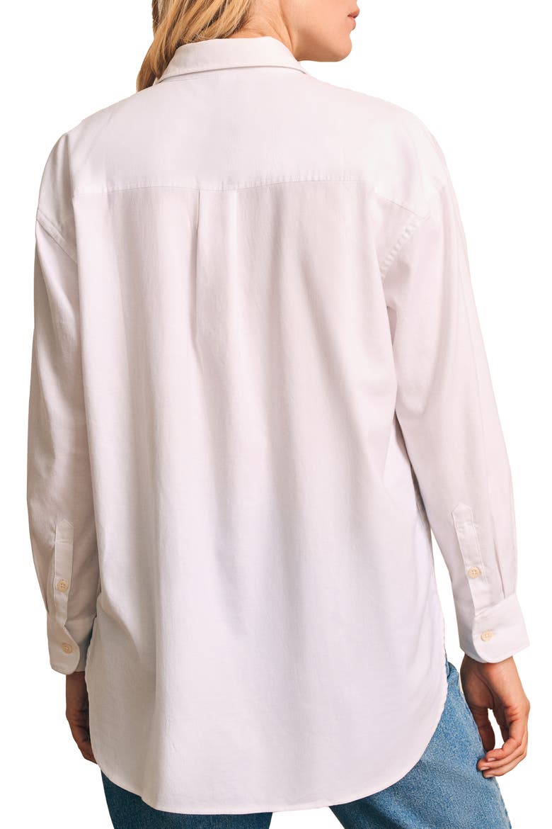 Organic Cotton Blend Oxford Button-Up Shirt, Alternate, color, WHITE