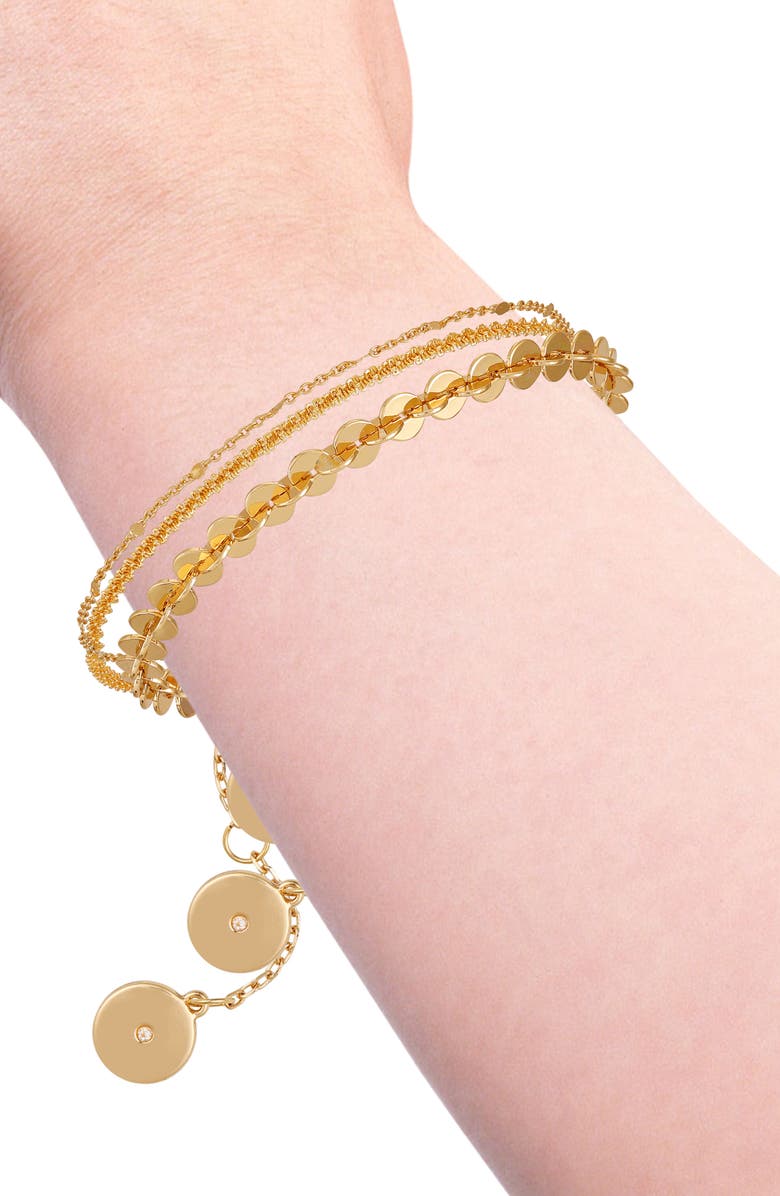 Vince Camuto Set of 3 Mixed Chain Bracelets, Alternate, color, Gold Tone