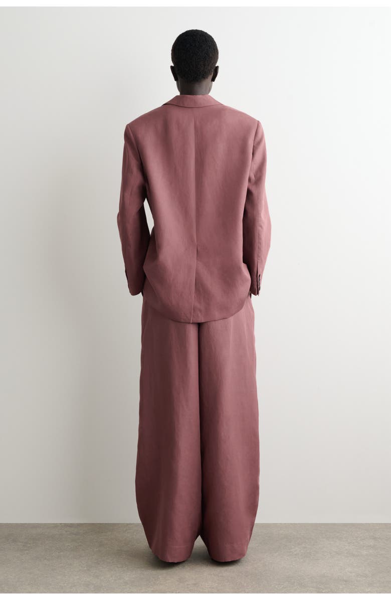 COS Linen-Blend Single-Breasted Blazer, Alternate, color, Brown